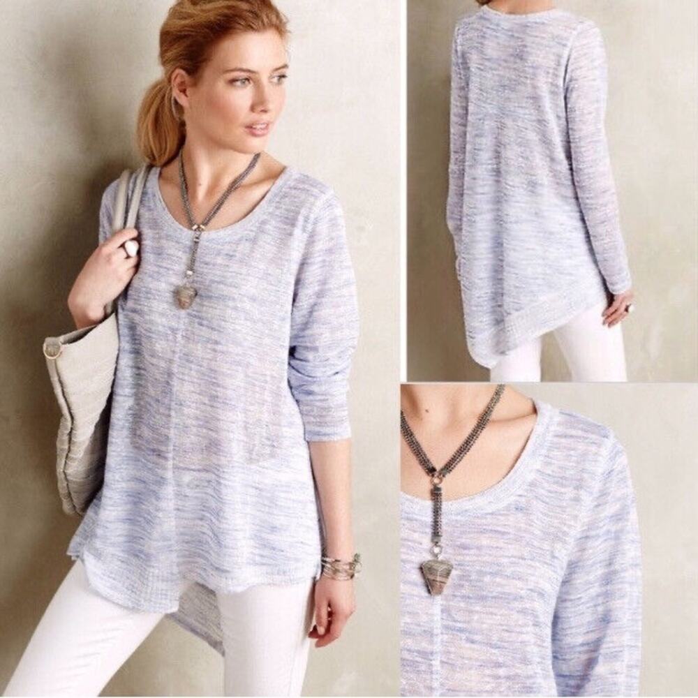Anthropologie Akemi + Kin Ezra Blue and White Long Sleeve Sweater Size Small